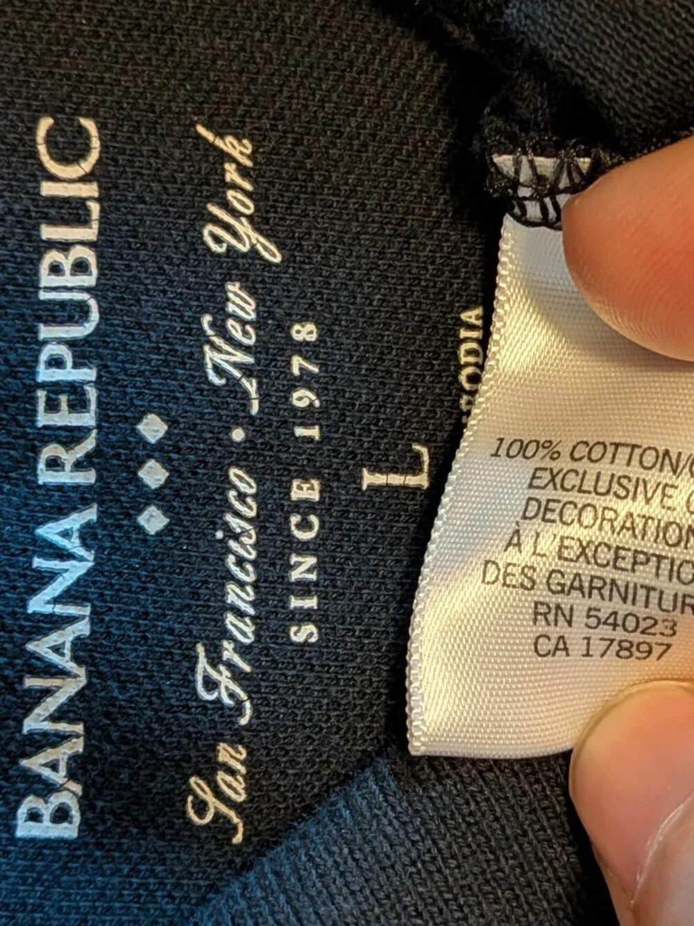 Banana Republic Polo Shirt Black Cotton Large